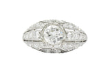 Edwardian 2.06 CTW Old European Diamond Platinum Band Ring GIA Wilson's Estate Jewelry
