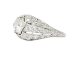 Edwardian 2.06 CTW Old European Diamond Platinum Band Ring GIA Wilson's Estate Jewelry