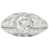 Edwardian 2.06 CTW Old European Diamond Platinum Band Ring GIA Wilson's Estate Jewelry