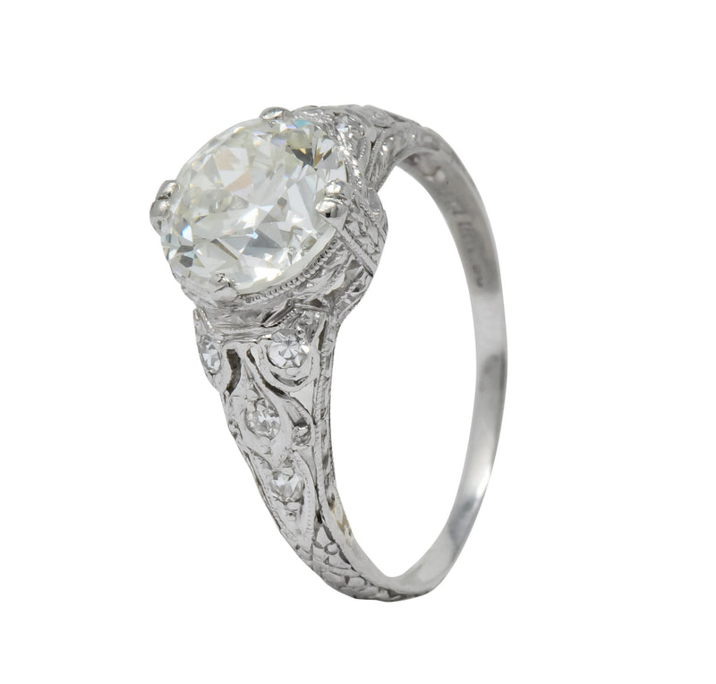 Edwardian 2.13 CTW Old European Diamond Platinum Engagement Ring GIA - Wilson's Estate Jewelry