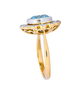 Edwardian 2.20 CTW Zircon Diamond Platinum 14 Karat Gold Ring - Wilson's Estate Jewelry