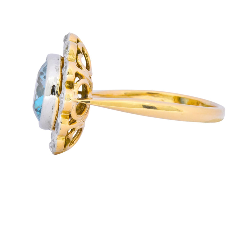 Edwardian 2.20 CTW Zircon Diamond Platinum 14 Karat Gold Ring - Wilson's Estate Jewelry