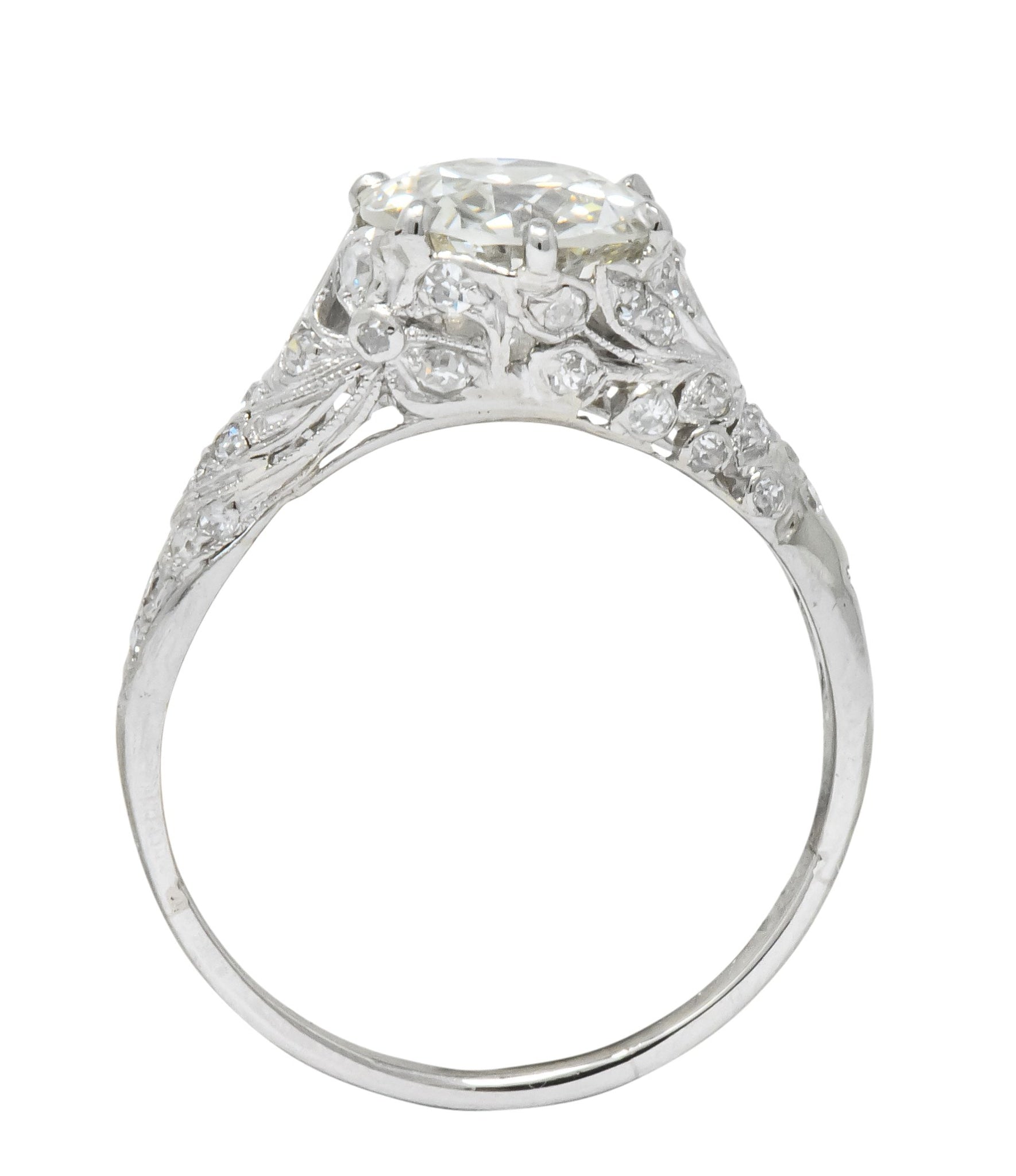 Edwardian 2.23 CTW Transitional Cut Diamond Platinum Engagement Ring GIA - Wilson's Estate Jewelry