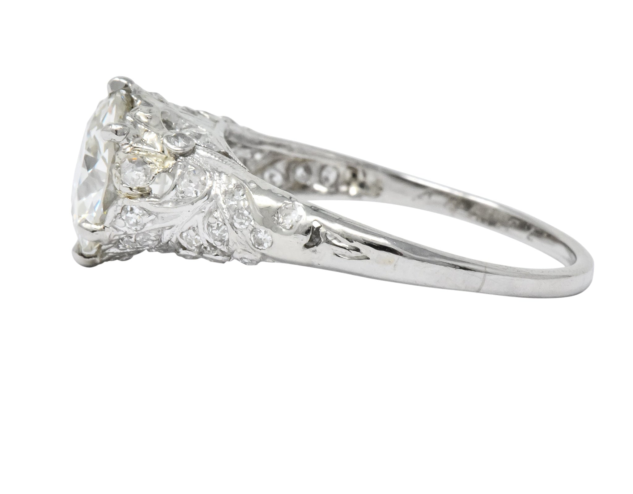 Edwardian 2.23 CTW Transitional Cut Diamond Platinum Engagement Ring GIA - Wilson's Estate Jewelry