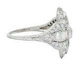 Edwardian 2.60 CTW Old European Diamond Platinum Quatrefoil Dinner Ring - Wilson's Estate Jewelry