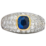 Edwardian 2.75 CTW Sapphire Diamond Platinum-Topped 18 Karat Gold Pave Band Ring Wilson's Estate Jewelry