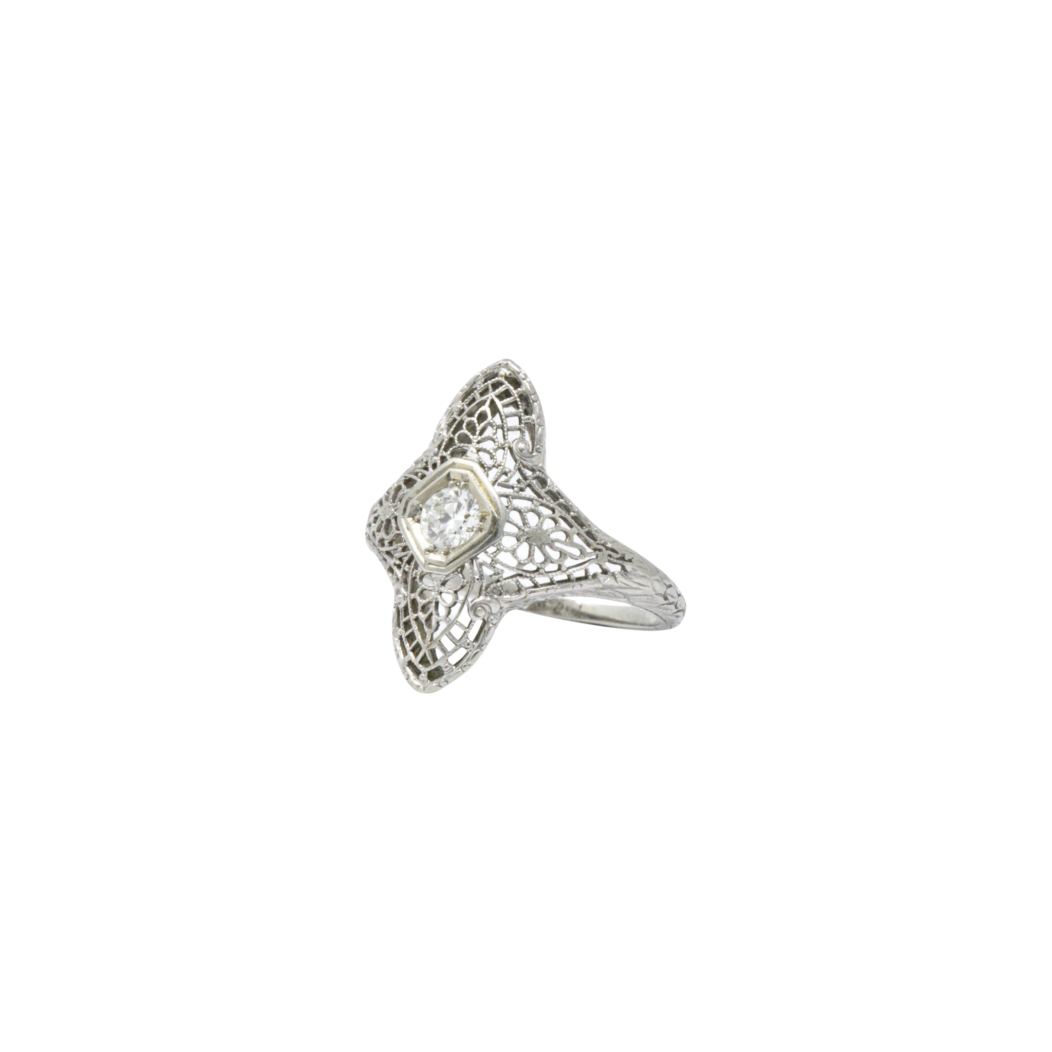 Edwardian .20 CTW Diamond & 18K White Gold Ring Wilson's Estate Jewelry