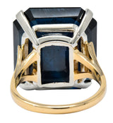 Edwardian 23.88 CTW No Heat Intaglio Sapphire Two-Tone 14 Karat Gold Ring GIA - Wilson's Estate Jewelry