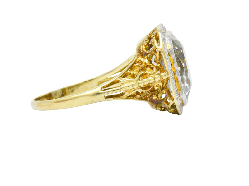 Edwardian 3.00 CTW Aquamarine Platinum-Topped 14 Karat Gold Ring Wilson's Estate Jewelry