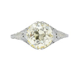 Edwardian 3.01 CTW Diamond 18 Karat White Gold Solitaire Engagement Ring GIA - Wilson's Estate Jewelry