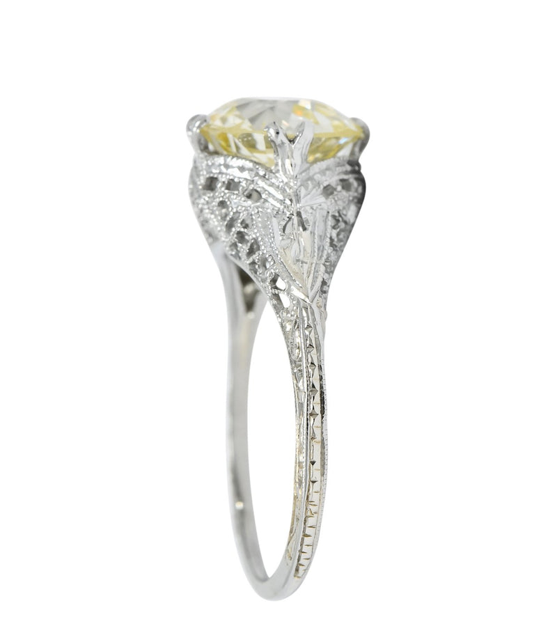 Edwardian 3.01 CTW Diamond 18 Karat White Gold Solitaire Engagement Ring GIA - Wilson's Estate Jewelry