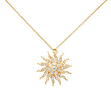 Edwardian 3.10 CTW Diamond 14 Karat Gold Radiant Sunburst Pendant Brooch Necklace - Wilson's Estate Jewelry