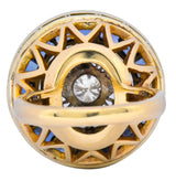 Edwardian 4.00 CTW Diamond Pearl Sapphire Platinum 14 Karat Gold Cocktail Ring - Wilson's Estate Jewelry