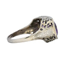 Edwardian 4.80 CTW Amethyst 14 Karat White Gold Ring Wilson's Estate Jewelry
