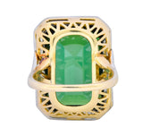 Edwardian 45.28 CTW Green Tourmaline Platinum-Topped 14 Karat Gold Cocktail Ring - Wilson's Estate Jewelry
