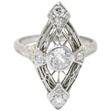 1920's Edwardian 0.57 CTW Diamond Platinum-Topped White Gold Dinner Ring Wilson's Estate Jewelry