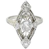 1920's Edwardian 0.57 CTW Diamond Platinum-Topped White Gold Dinner Ring Wilson's Estate Jewelry