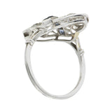 Edwardian 0.55 CTW Diamond Sapphire Navette Dinner Ring Wilson's Estate Jewelry