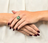 Edwardian Black Opal Diamond Platinum Cocktail Ring - Wilson's Estate Jewelry