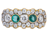 Edwardian Bridger 1.60 CTW Diamond Emerald 18 Karat Gold Cluster Anniversary Ring - Wilson's Estate Jewelry