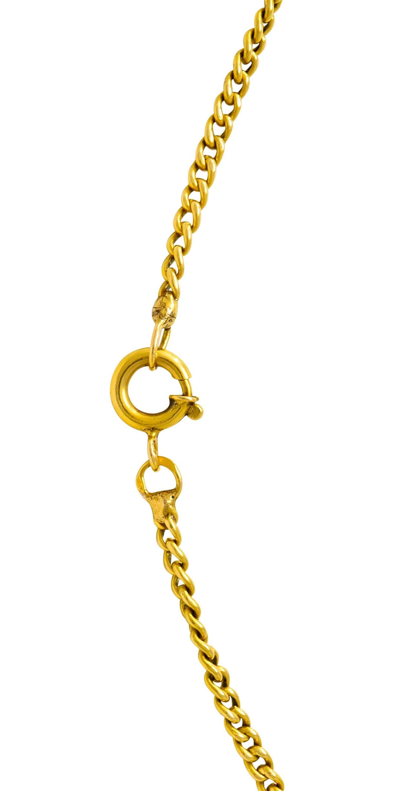 Edwardian Coral Diamond Platinum Gold Drop Pendant Necklace Circa 1940s - Wilson's Estate Jewelry