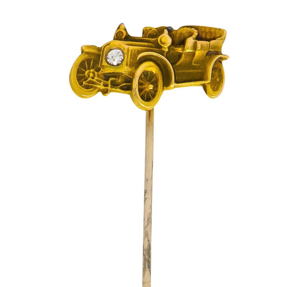 Edwardian Diamond 14 Karat Gold Ford Model T Classic Car Stickpin - Wilson's Estate Jewelry