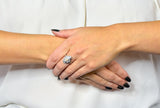 Edwardian Diamond Pearl Platinum 18 Karat White Gold Dinner Ring - Wilson's Estate Jewelry