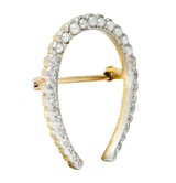 Edwardian Diamond Pearl Platinum-Topped 14 Karat Gold Horseshoe Brooch - Wilson's Estate Jewelry