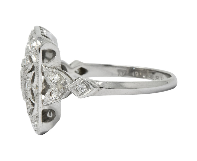 Edwardian Diamond Platinum Geometric Dinner Ring - Wilson's Estate Jewelry