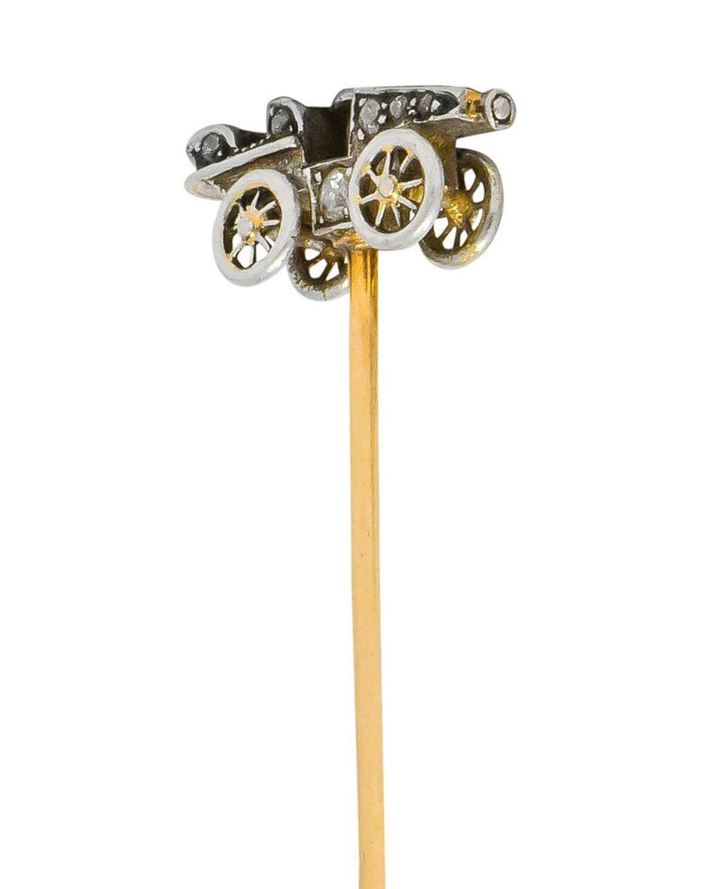 Edwardian Diamond Platinum Gold Antique Car Stickpin - Wilson's Estate Jewelry