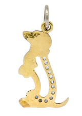 Edwardian Diamond Platinum-Topped 18 Karat Gold Dachshund Dog Charm - Wilson's Estate Jewelry