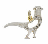 Edwardian Diamond Platinum-Topped 18 Karat Gold Pheasant Bird Charm - Wilson's Estate Jewelry