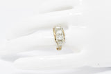 Edwardian European Cut Diamond Rose & Yellow Gold Diamond Three Stone Ring Wilson's Estate Jewelry