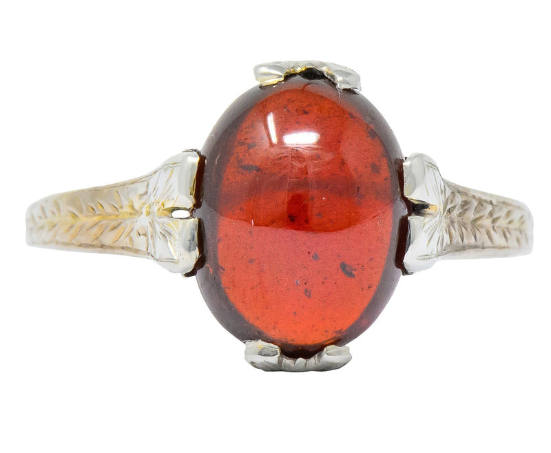 Edwardian Garnet 18 Karat White Gold Ring - Wilson's Estate Jewelry