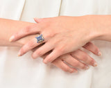 Edwardian Lapis Lazuli Enamel 14 Karat White Gold Dinner Ring - Wilson's Estate Jewelry
