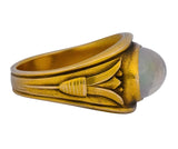 Egyptian Revival Art Nouveau Jelly Opal 14 Karat Gold Floral Ring - Wilson's Estate Jewelry