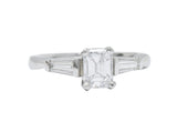 Elegant Retro 1.15 CTW Emerald Cut Diamond Platinum Engagement Ring GIA Wilson's Estate Jewelry