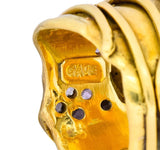 Elizabeth Gage British 1986 Vintage Amethyst 18 Karat Gold Band Ring - Wilson's Estate Jewelry