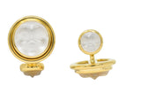 Elizabeth Locke Rock Crystal Mother-Of-Pearl 18 Karat Gold Man-In-The-Moon Cufflinks Wilson's Estate Jewelry