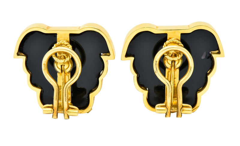 Elizabeth Locke Onyx 18 Karat Gold Medusa Earrings - Wilson's Estate Jewelry