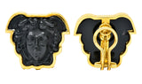 Elizabeth Locke Onyx 18 Karat Gold Medusa Earrings - Wilson's Estate Jewelry