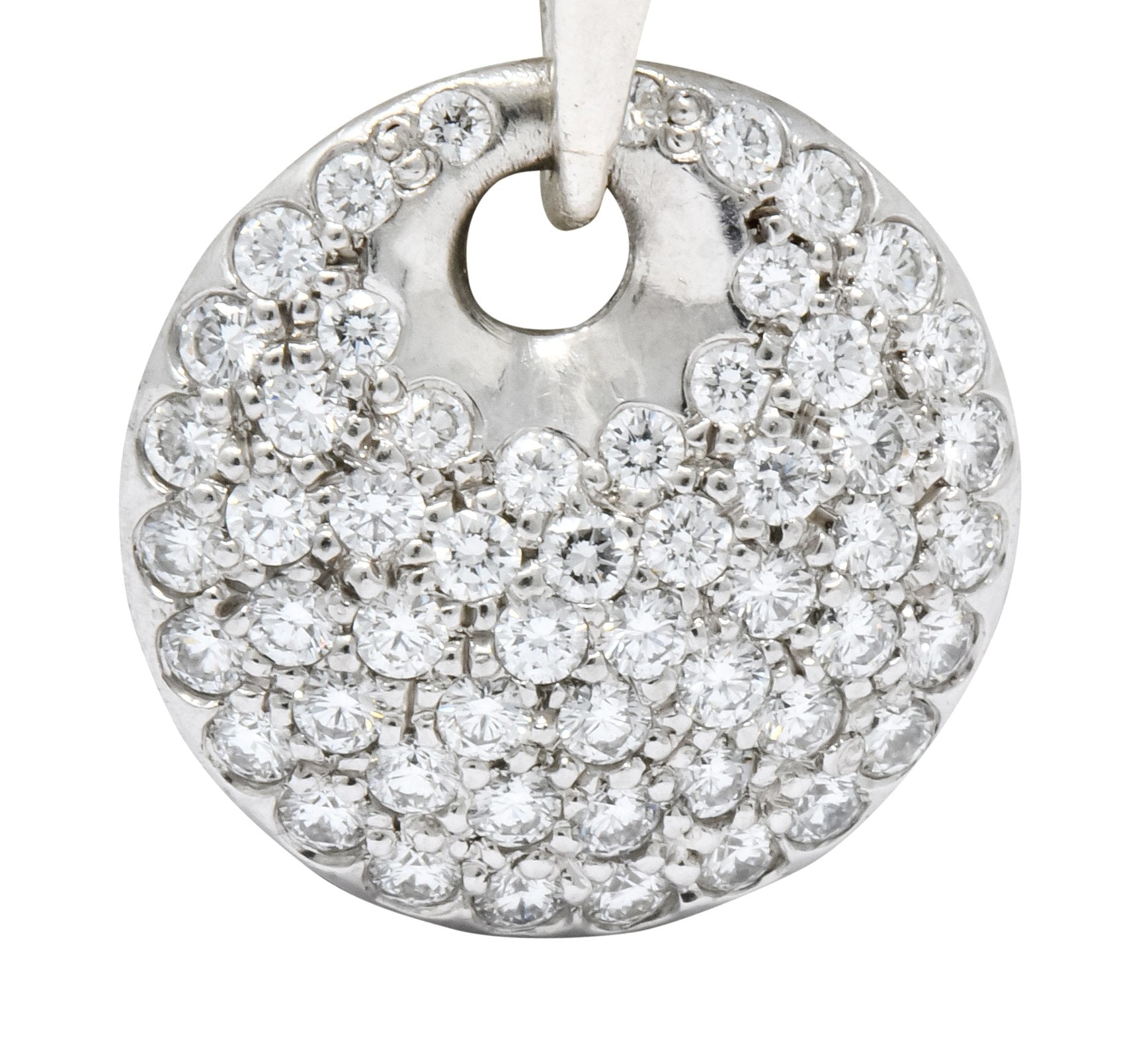 Elsa Peretti Tiffany & Co. 1.00 CTW Diamond Platinum Circle Disk Pendant Charm - Wilson's Estate Jewelry