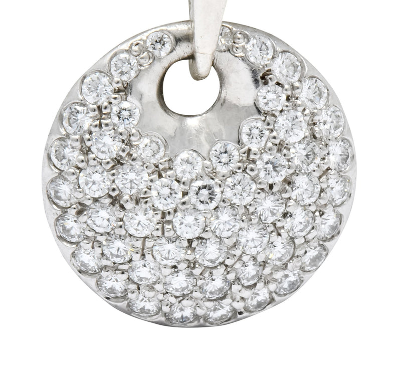 Elsa Peretti Tiffany & Co. 1.00 CTW Diamond Platinum Circle Disk Pendant Charm - Wilson's Estate Jewelry