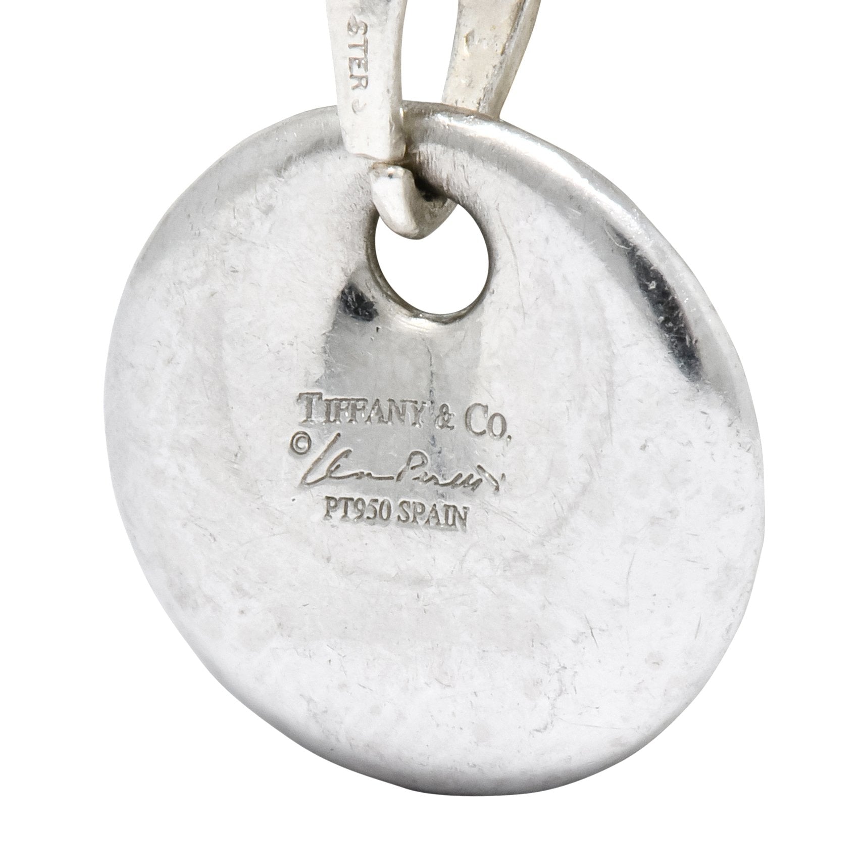 Elsa Peretti Tiffany & Co. 1.00 CTW Diamond Platinum Circle Disk Pendant Charm - Wilson's Estate Jewelry