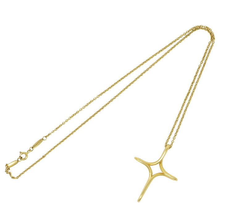 Elsa Peretti Tiffany & Co. 18 Karat Gold Infinity Cross Pendant Necklace Wilson's Estate Jewelry