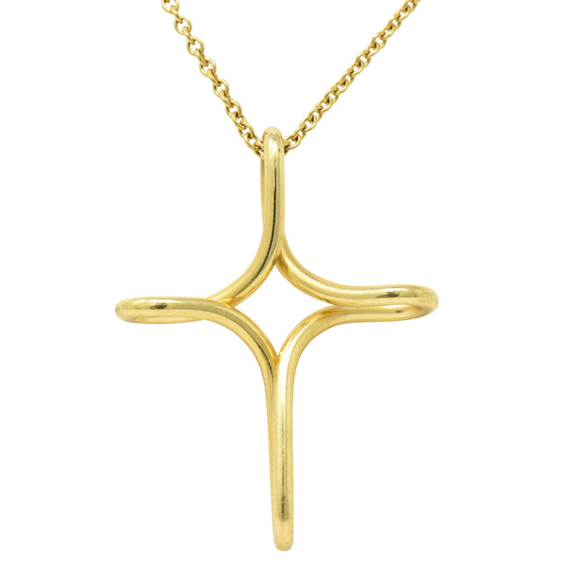 Tiffany & Co Elsa Peretti diamond cross Necklace in 18k and platinum 15