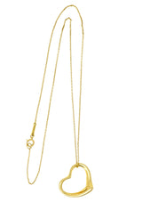 Elsa Peretti Tiffany & Co. 18 Karat Gold Open Heart Pendant Necklace - Wilson's Estate Jewelry