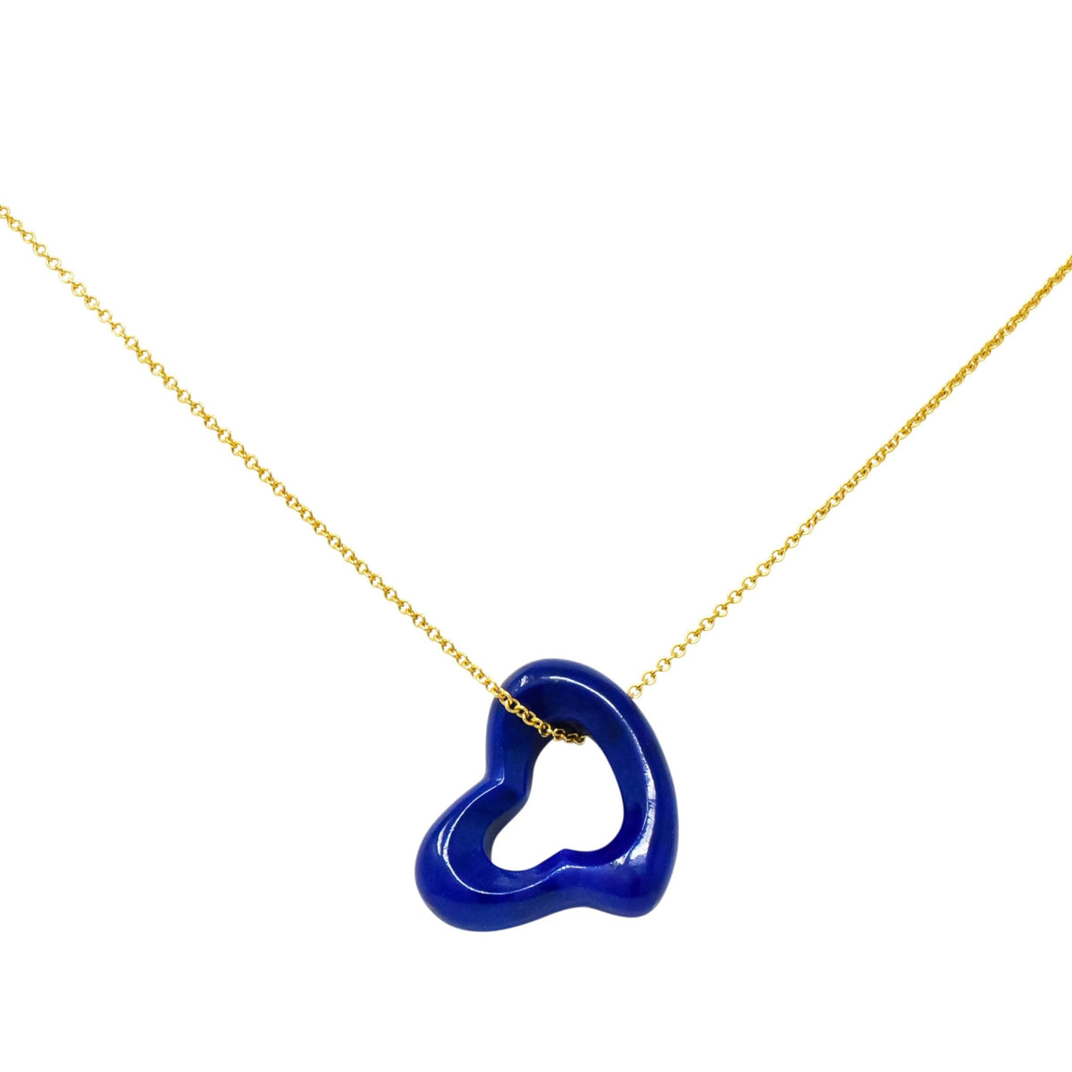 Elsa Peretti Tiffany Lapis Lazuli 18 Karat Gold Open Heart