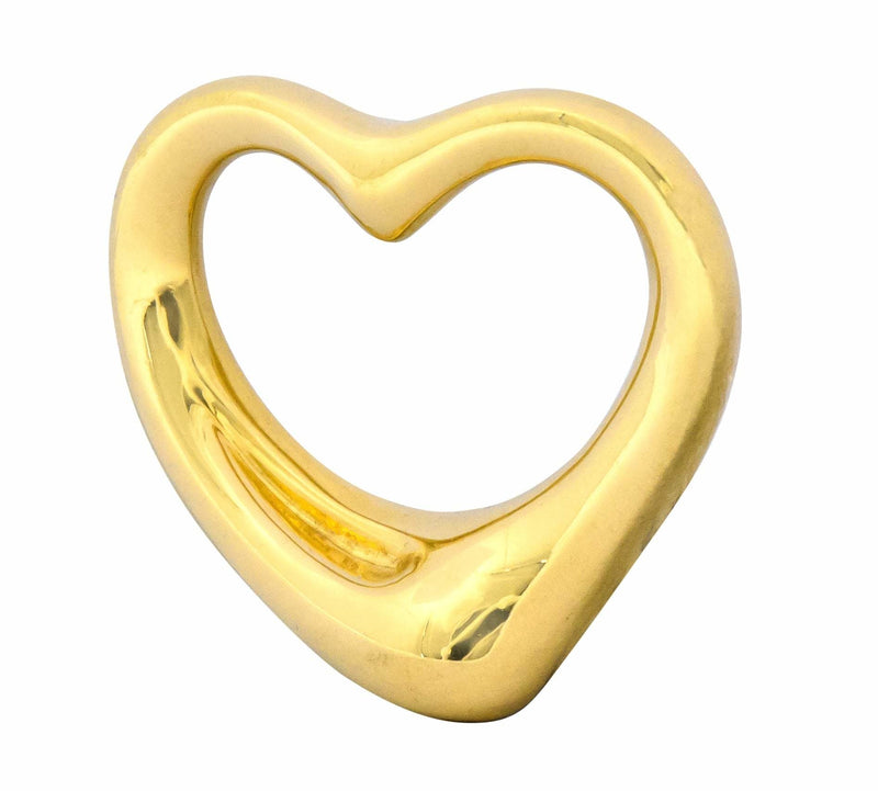 Elsa Peretti Tiffany & Co. Spain 18 Karat Gold 25MM Open Heart Pendant - Wilson's Estate Jewelry