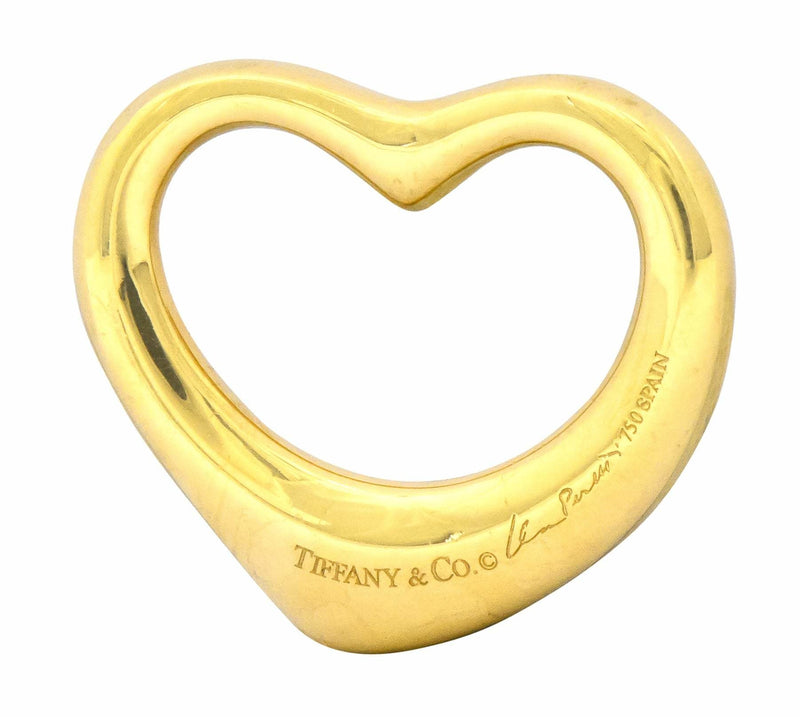 Elsa Peretti Tiffany & Co. Spain 18 Karat Gold 25MM Open Heart Pendant - Wilson's Estate Jewelry
